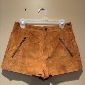 Forever 21 High Waist Tan Shorts with Zipper Details